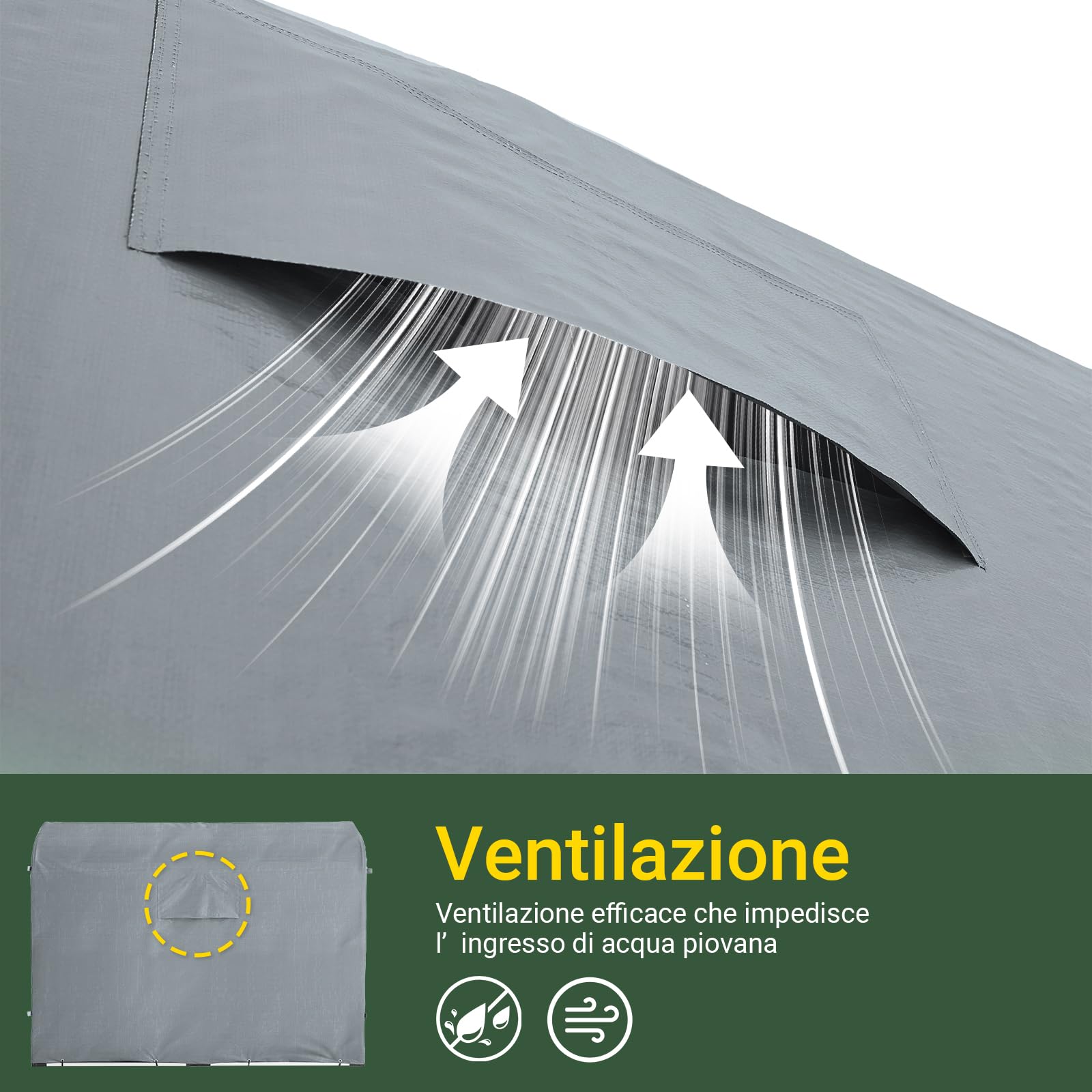 Sobuy Garage Auto per Esterno Tenda per Bicicletta Box Moto Impermeabile Tendone per Auto Moto e Attrezzi Capanno da Giardino e Ripostiglio da Esterno Grigio 120x176x163 cm KLS11-DG