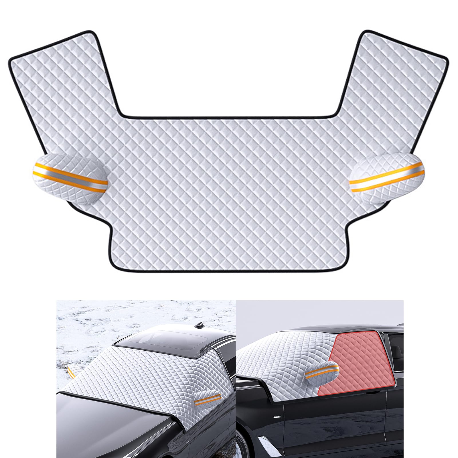 icykale - 1 funda para parabrisas delantero de coche, resistente al agua, anticongelante y antiadherente, resistente al desgaste y duradera, con tres ventanas y orejeras, universal, color plateado