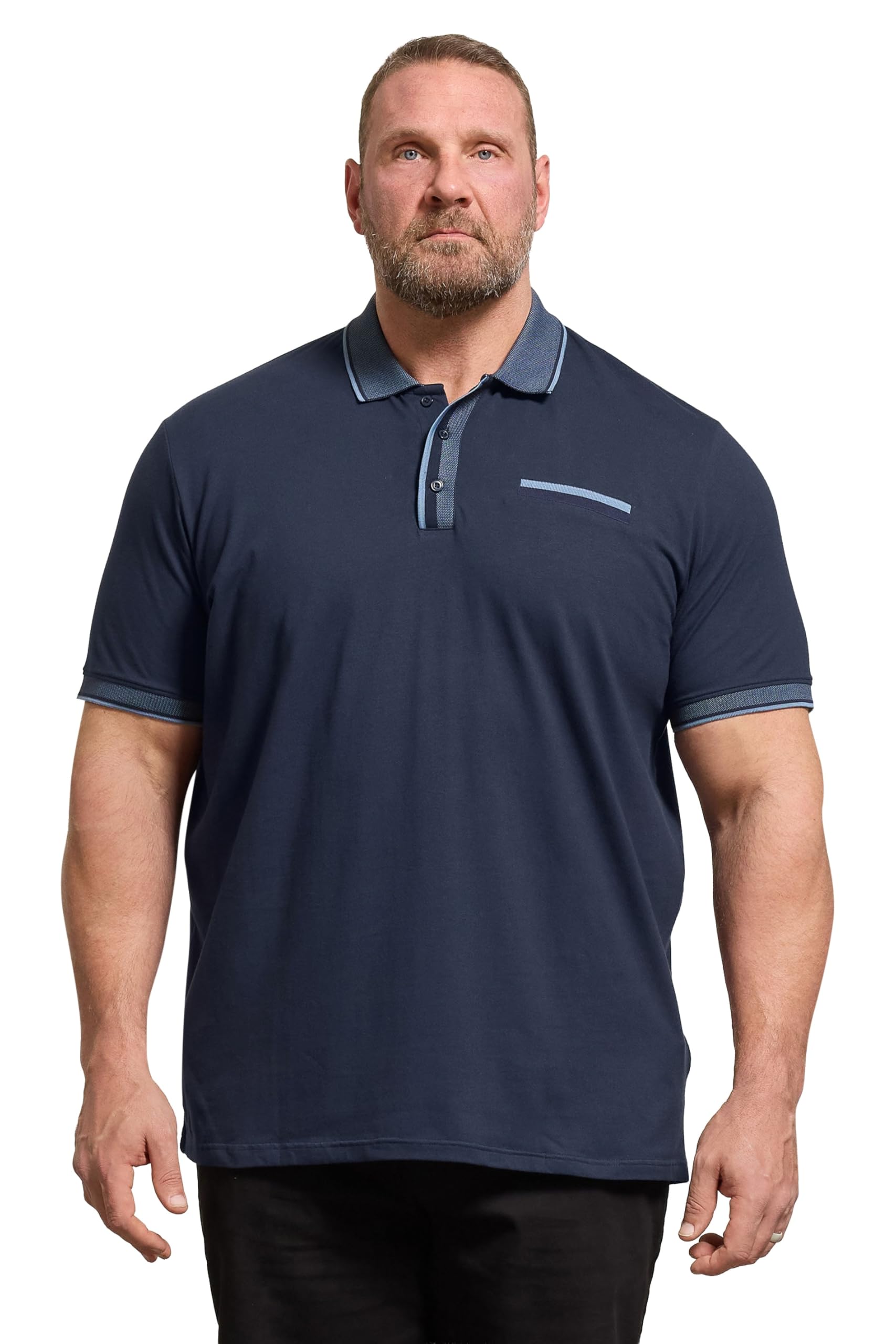 BadRhino Big & Tall Blue Pocket Jacquard Polo Shirt - Men's - Plus Size Curve