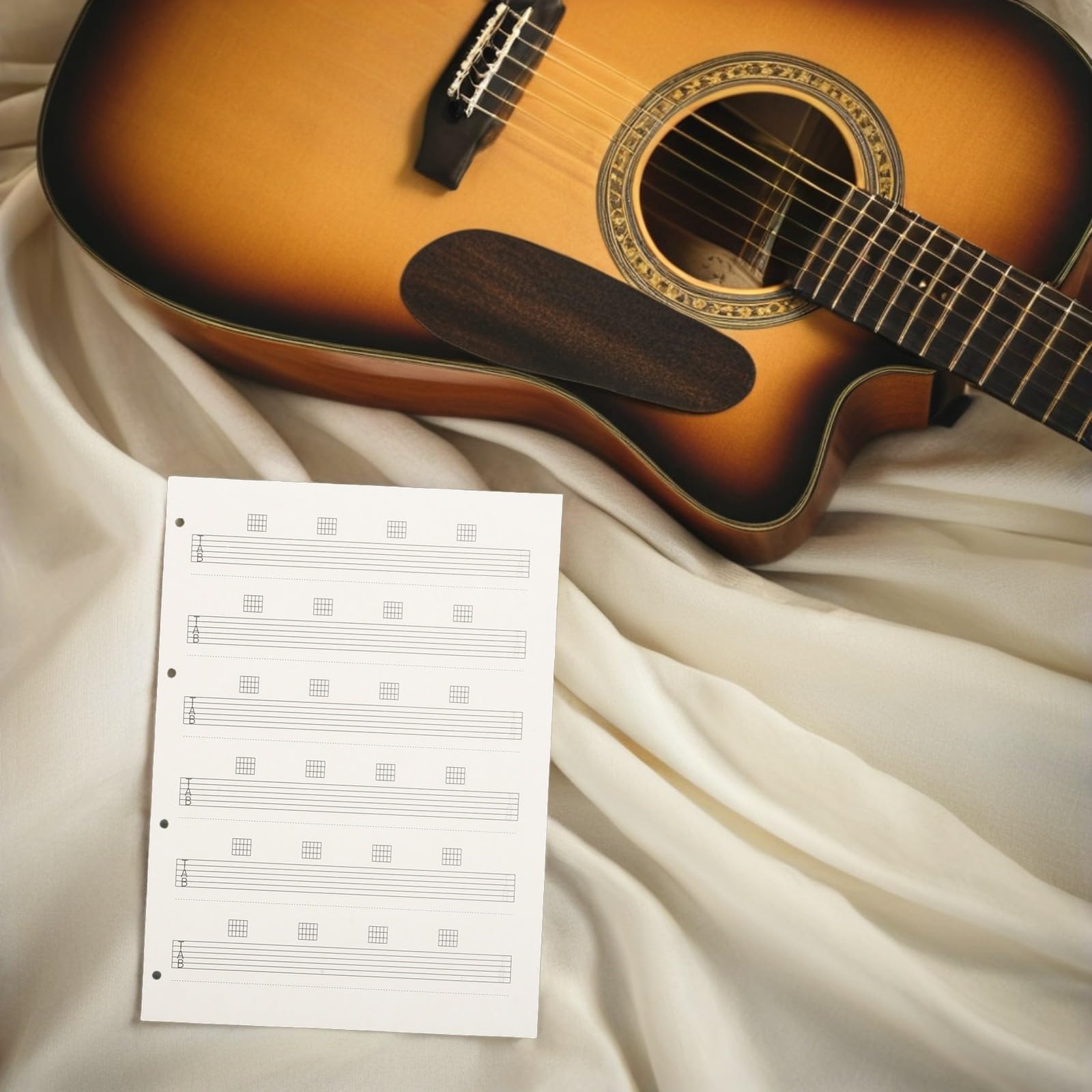 Papel de Composición para Guitarra 85 Hojas en Blanco, Diseño Elegante y Escritura, Adecuado para Práctica en Casa y Actuaciones