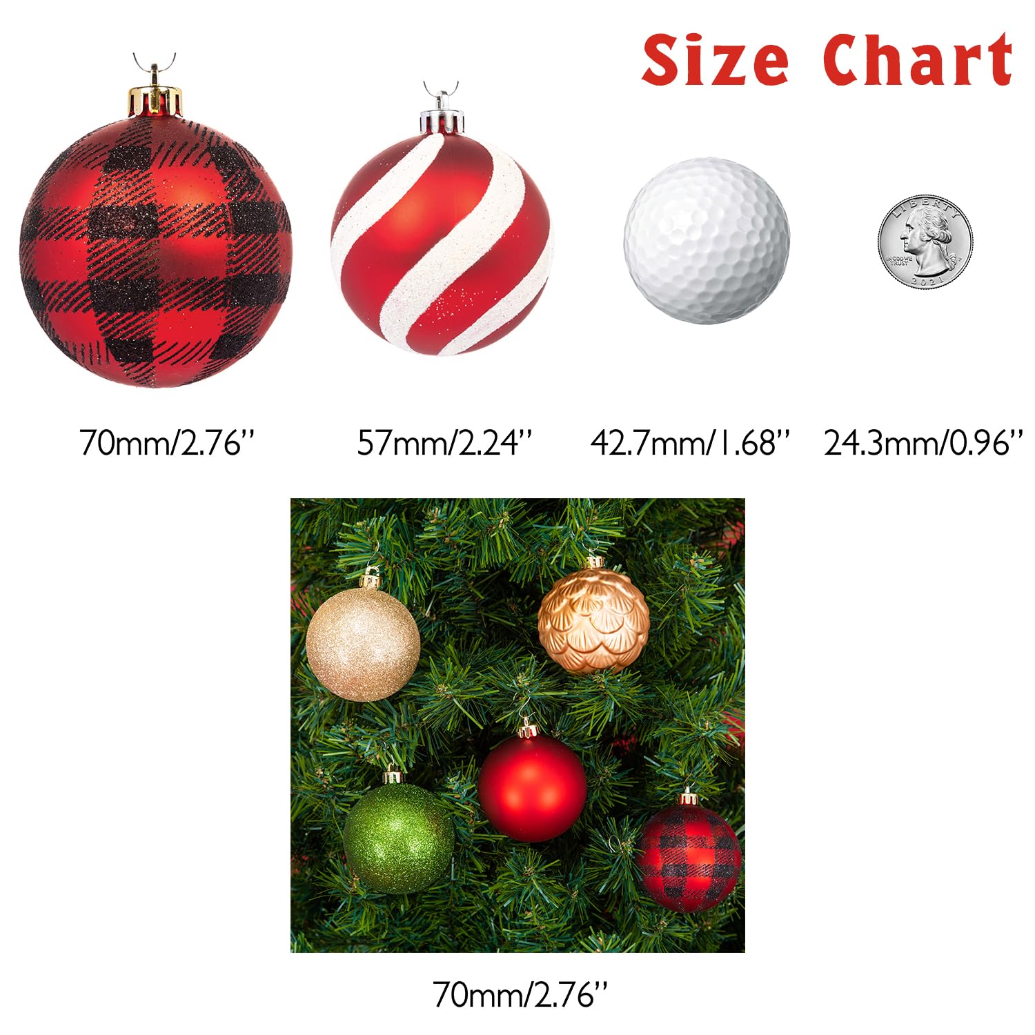 Every Day is Christmas Ornamente, bruchsicheres Weihnachtsbaumschmuck-Set, Weihnachtskugeln, Dekoration, 35 Stück (70 mm, Garten, Land, Wald)