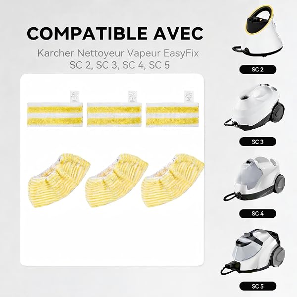 Lot De 6 Chiffons En Microfibre De Rechange Compatibles Avec Karcher EasyFix SC 1, SC 2, SC 3, SC 4, SC 5 – Accessoires Pour Nettoyeur Vapeur - 2