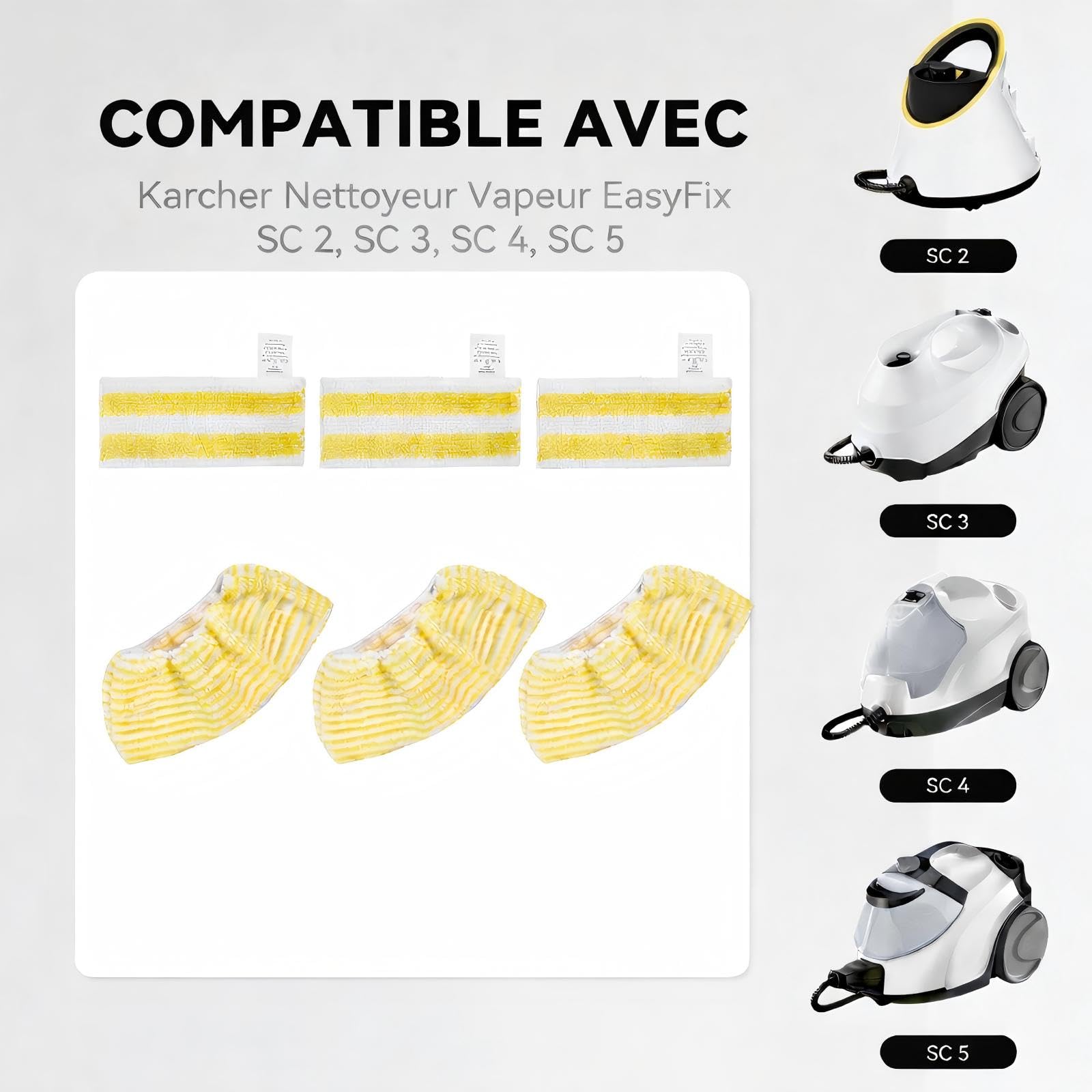 Lot De 6 Chiffons En Microfibre De Rechange Compatibles Avec Karcher EasyFix SC 1, SC 2, SC 3, SC 4, SC 5 – Accessoires Pour Nettoyeur Vapeur - 3