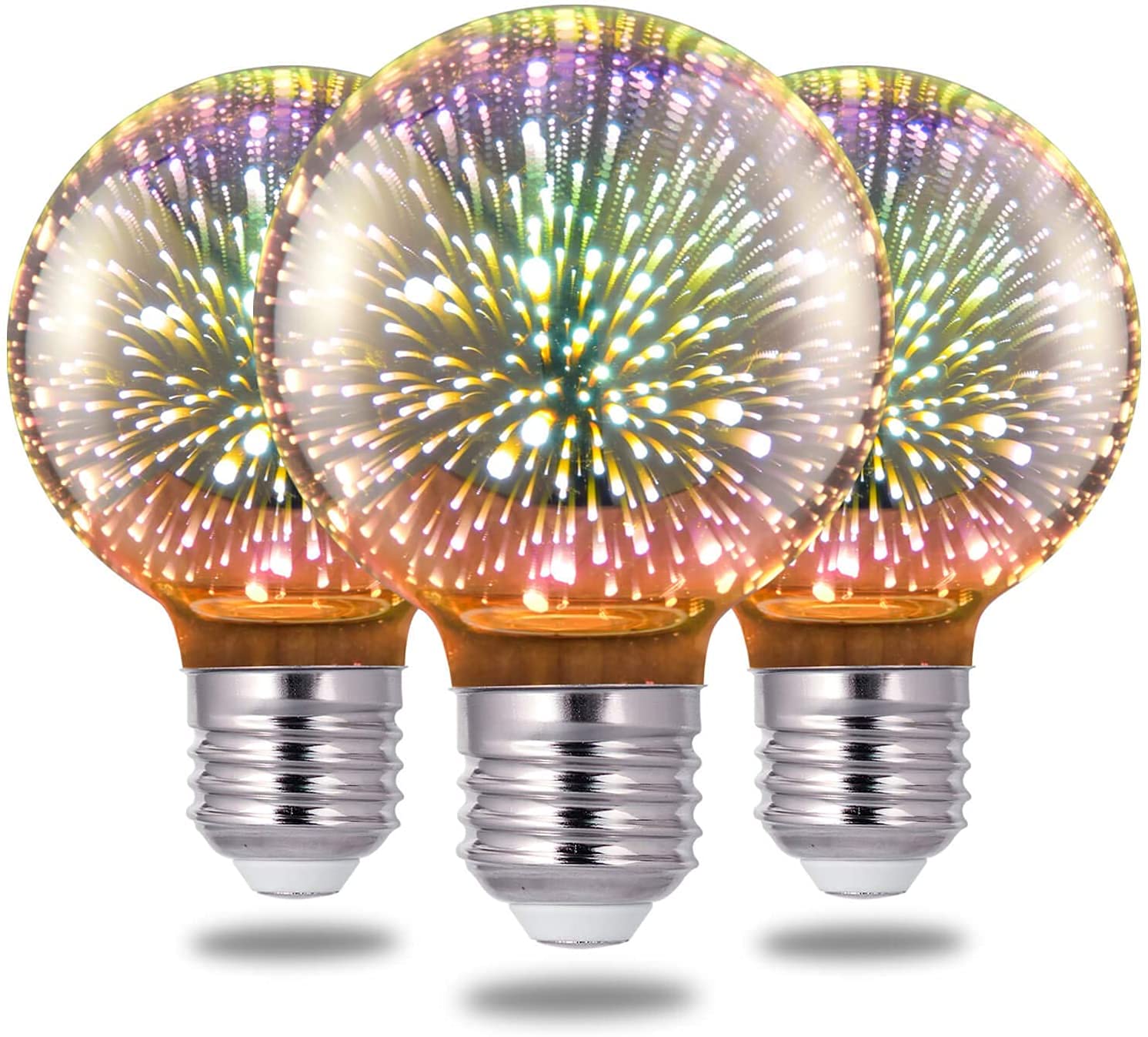 3 Paczki Żarówki LED Edisona, Żarówka Fajerwerków 3D Żarówka Fajerwerków E27 AC 85-265V 4W Retro żarówka Edisona żarówka Gwiaździsta do Domu Imprezowego (G80)