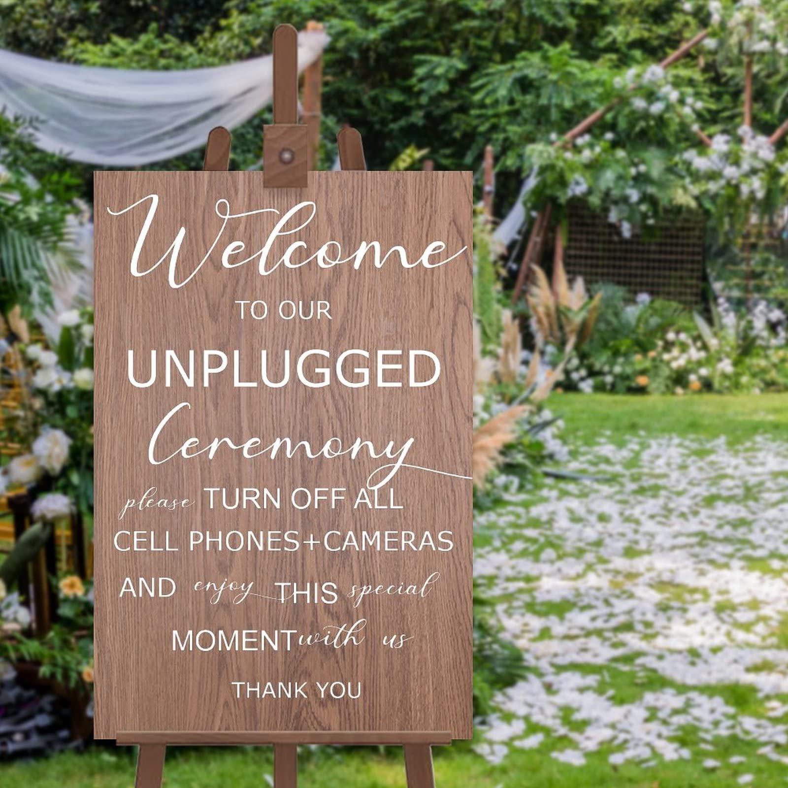 Unplugged Hochzeitsschild – Zeremonieschild – vertikales Hochzeitsschild aus Holz – rustikale Hochzeitsdekoration 76,2 x 50,8 cm