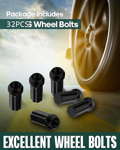 Miniatura 7 de SCITOO Tuercas de rueda negras de 32 piezas + 2 llaves roscas de extremo cerrado para Ford Excursion, F-250 Super Duty, F-350