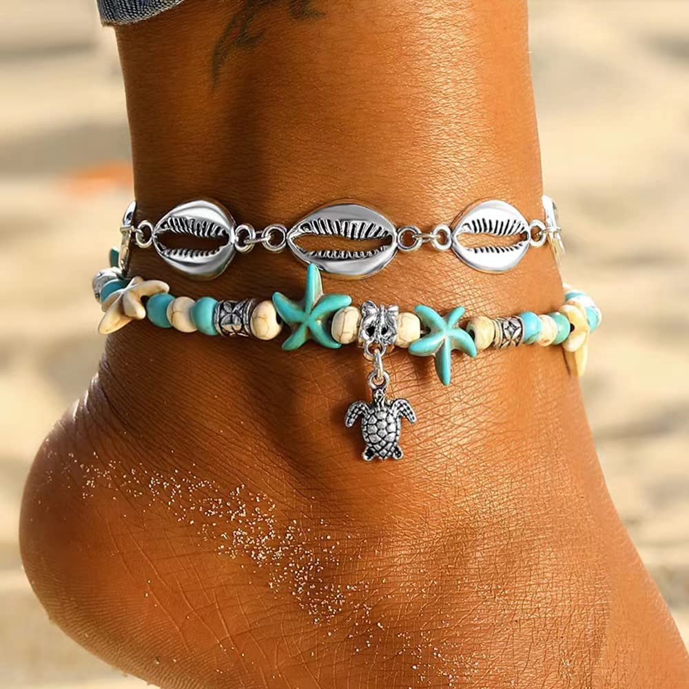 Pulsera de cadena bohemia (cadena, 8.9 in) – Joyería ajustable para mujer con temas de animales – Aleación hipoalergénica, perfecta para ocasiones de playa y verano, Metal, Plata 925 2
