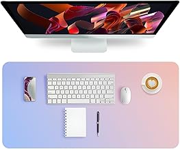 Tapis de Bureau 80X40cm, Sous Main Bureau en Cuir PU, Tapis de Souris XXL, Sous-main Bureau Effaçable Imperméable, Protege Votre Bureau et Ordinateur (Bleu/Rose)