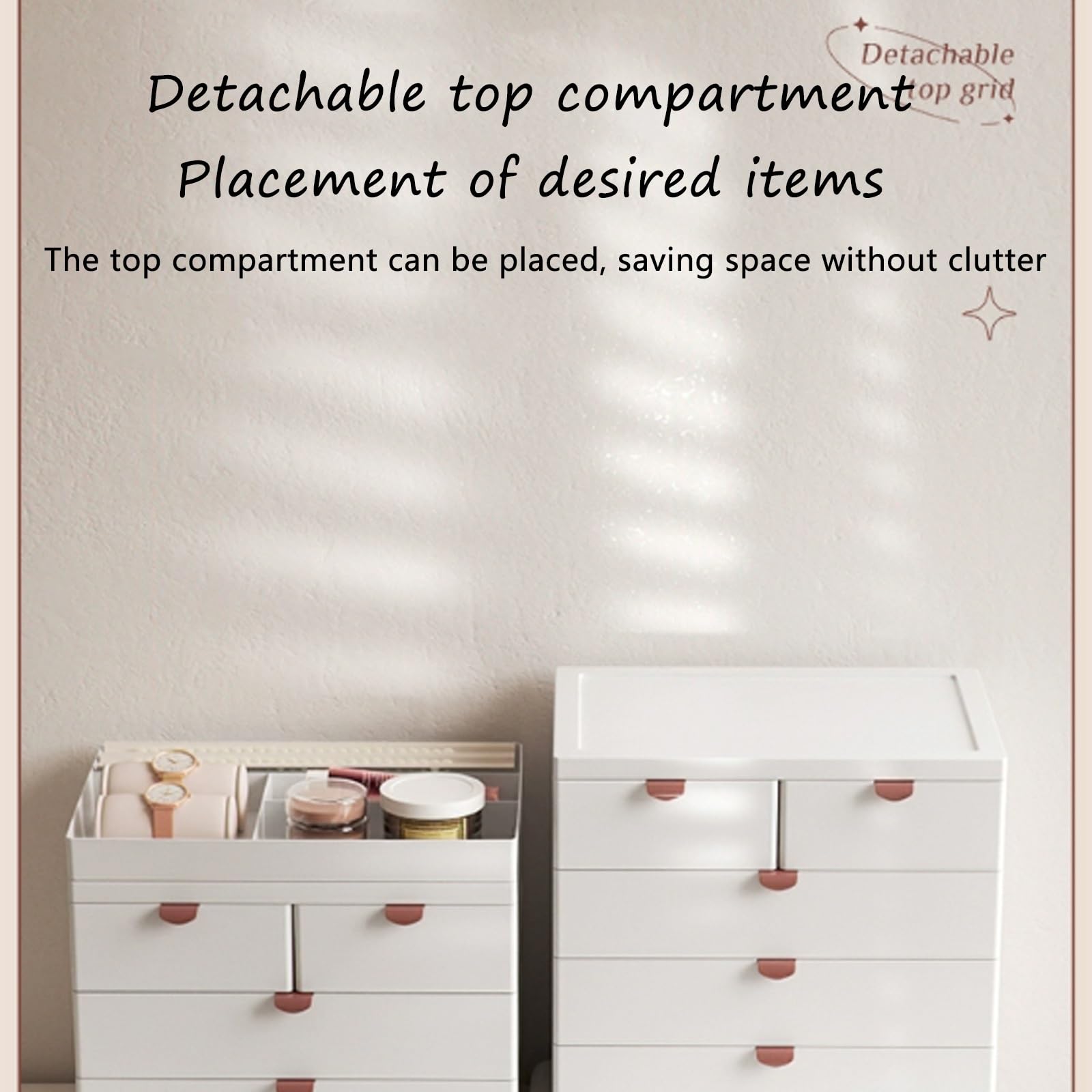 Organizer da scrivania, cassettiera da scrivania per dormitorio, comodino portatile con comoda maniglia, comodino in plastica multifunzionale con tappetino inferiore per dormitorio, camera da letto (