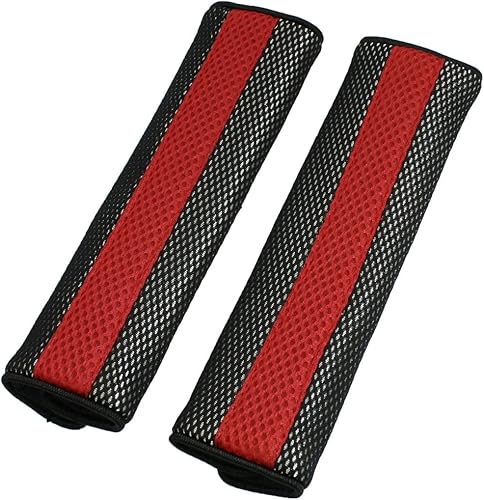 uxcell Motor - Almohadillas protectoras desmontables para cinturón de seguridad, color rojonegro, 1 par