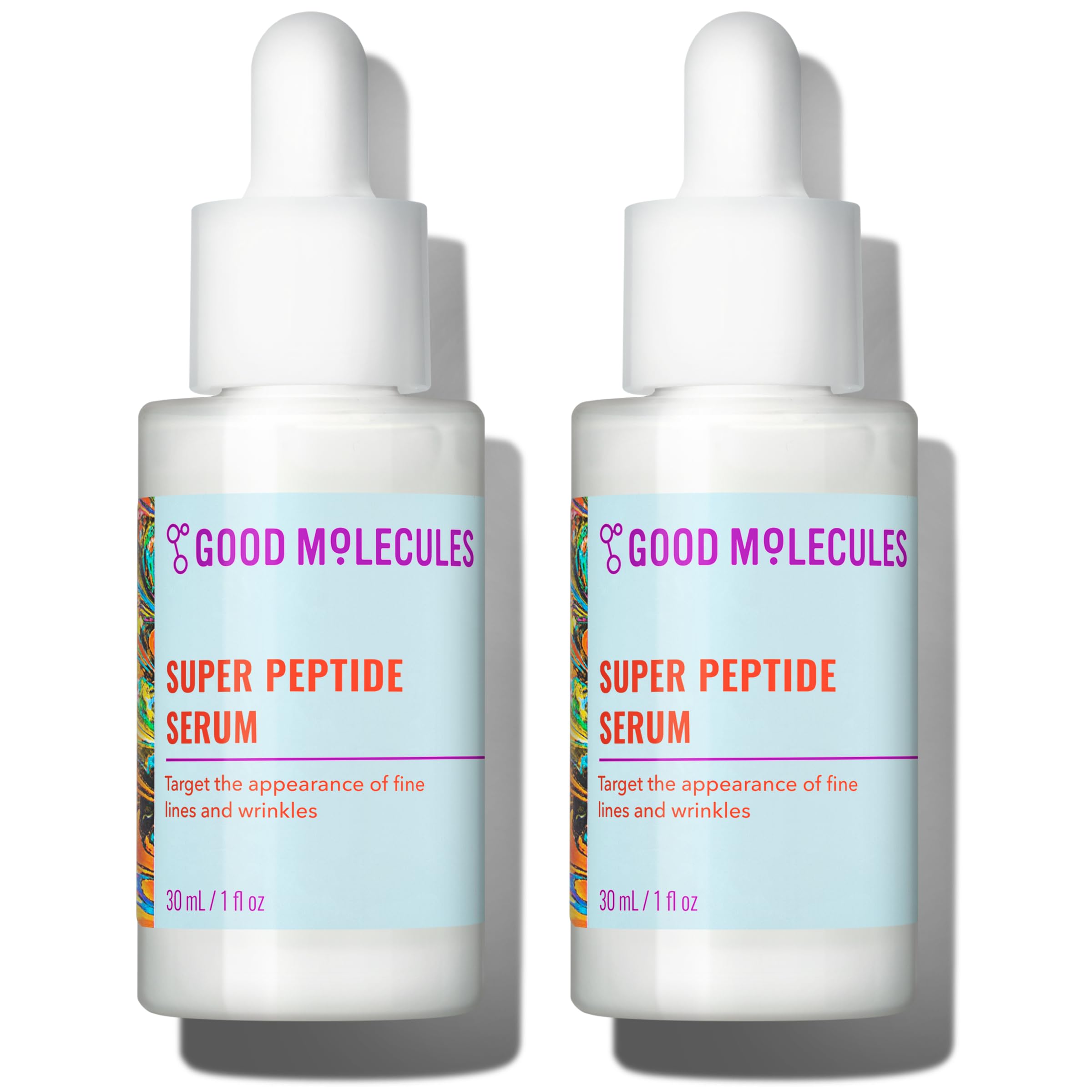 Good Molecules Super Peptide Serum Pack 2 – 1 fl oz / 30 ml Each | Lightweight Facial Serum with Peptides & Copper Tripeptides, Water-Based Skincare