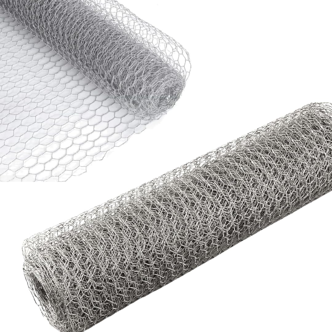 Garden Mile Galvanised Wire Mesh 5m x 0.9m – Hexagonal Chicken Wire Fencing 13mm, Heavy Duty Steel Netting for Rabbit Runs, Poultry Coop (Galvanised, 5m x 06m x 25mm)