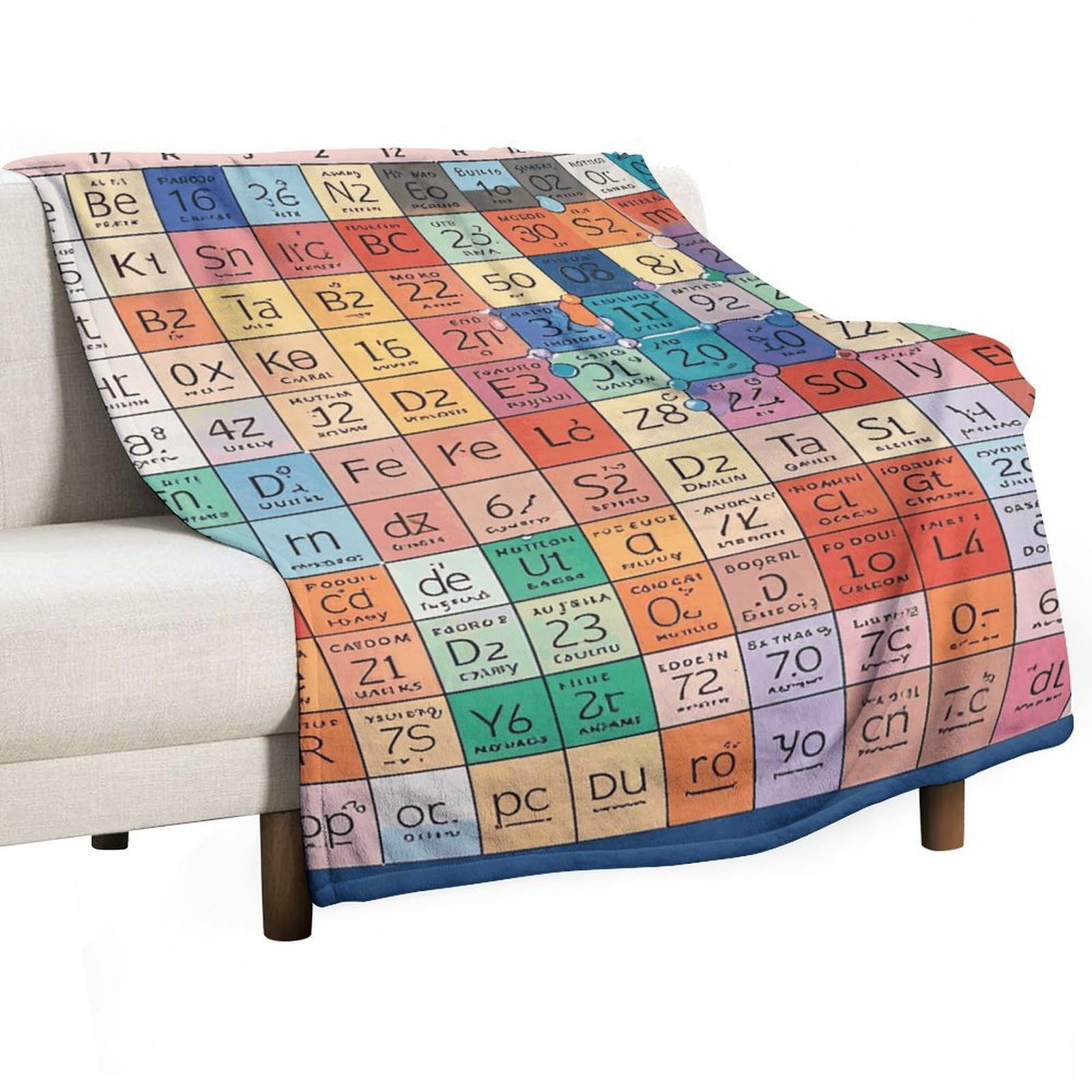 Couverture en flanelle tableau périodique plaid léger de 167x228 cm pour lit et canapé