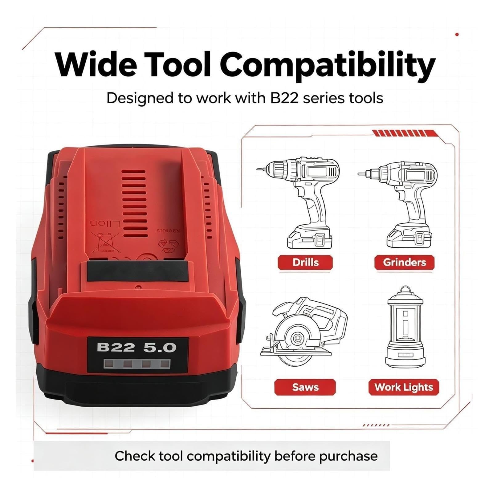 Batería De Litio For Herramientas Inalámbricas De 5Ah, Compatible Con Hilti