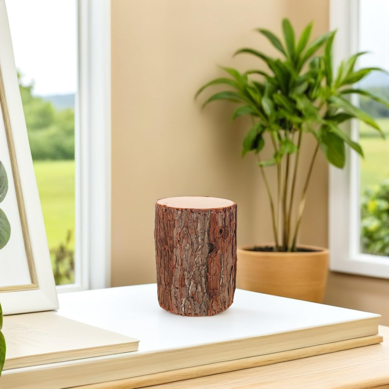 Abaodam Supporto per Ceppo d'Albero in Legno Naturale, Porta Tealight Rustico per Centrotavola Natalizi e Decorazioni per Feste Invernali