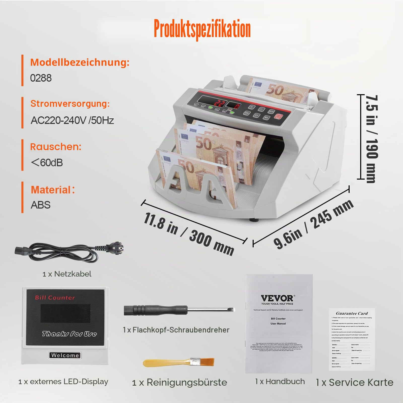 OldFe Geldzählmaschine mit Echtheitprüfung geldzählmaschine scheine mit UV/MG Systeme Banknotenzähler mit LED Display für Euro Doller Pound