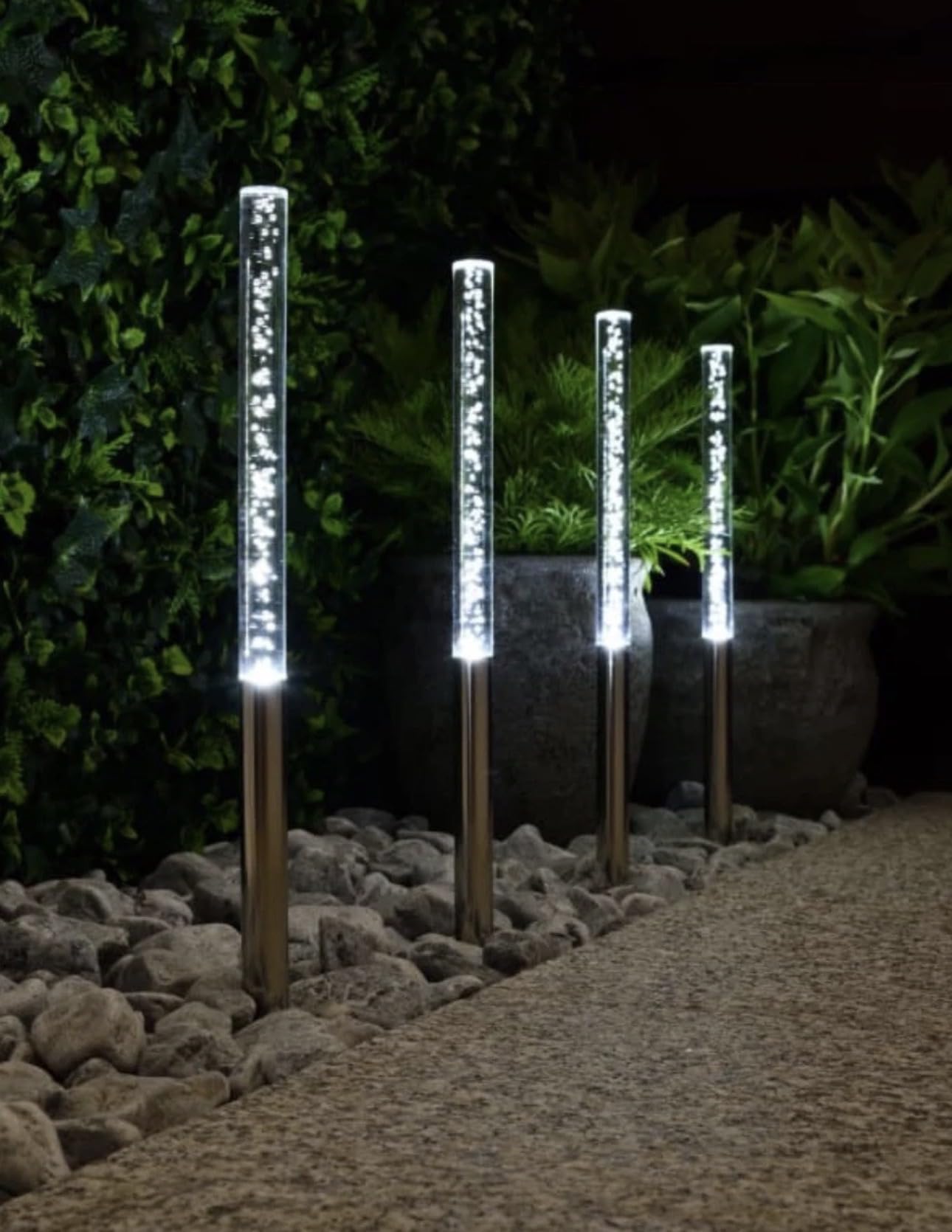 Solar 4pk Bubble Stylish Post Path Driveway Cool White Light Garden Decor - Outdoor Solar Powered LED String Lights