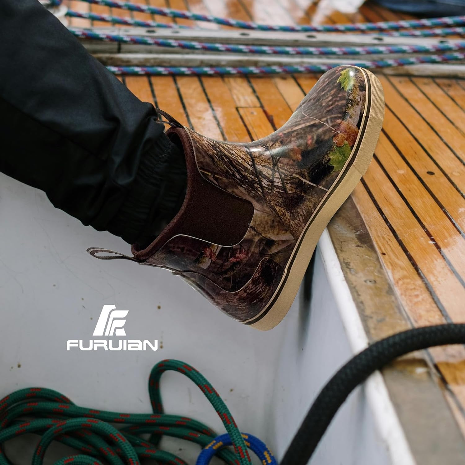 Furuian Men's Deck Boots Fishing Boots Waterproof Rain Boots Ankle Booties Slip On Neoprene Rubber Footwear Chelsea Boots Men botas para hombre for Gardening Fishing Boating Camping Sailing - Image 5