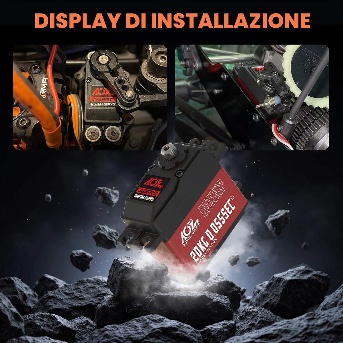 AGFRC Sterzo senza spazzole ad alta velocità RC-Servo-Motor - Servo digitale 0.055s con ingranaggio in metallo per cingoli per auto 1/10 RC (B53BHP V2)