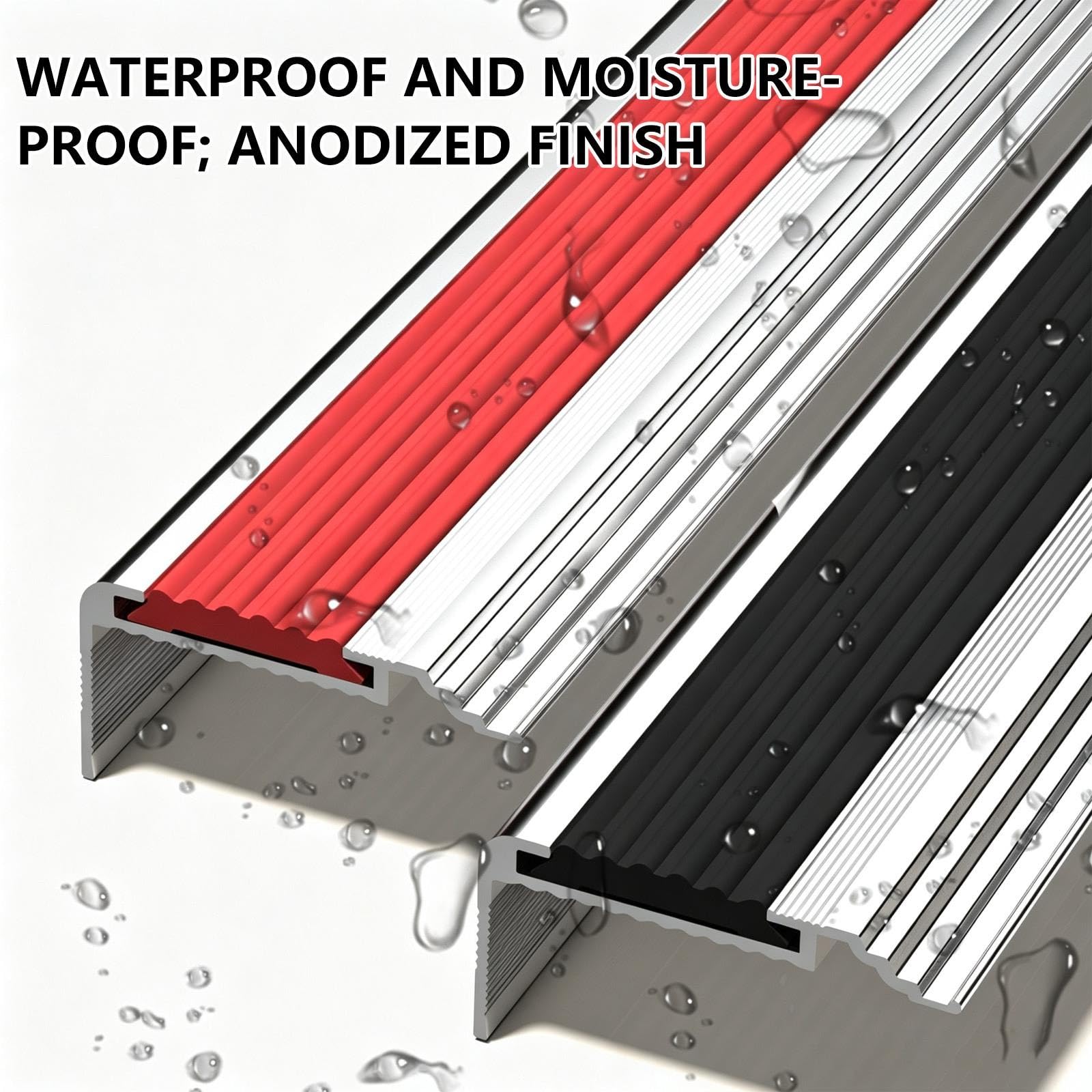 Listwa krawędziowa schodów, listwa antypoślizgowa ze stopu aluminium z gumową wkładką, odpowiednia do użytku wewnątrz i na zewnątrz(Gray,50x20mm)