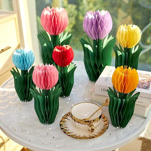 Miniatura 7 de 12 decoraciones de panal de tulipán, decoraciones de primavera para oficina, decoración de mesa de primavera, decoraciones de fiesta de tulipanes,