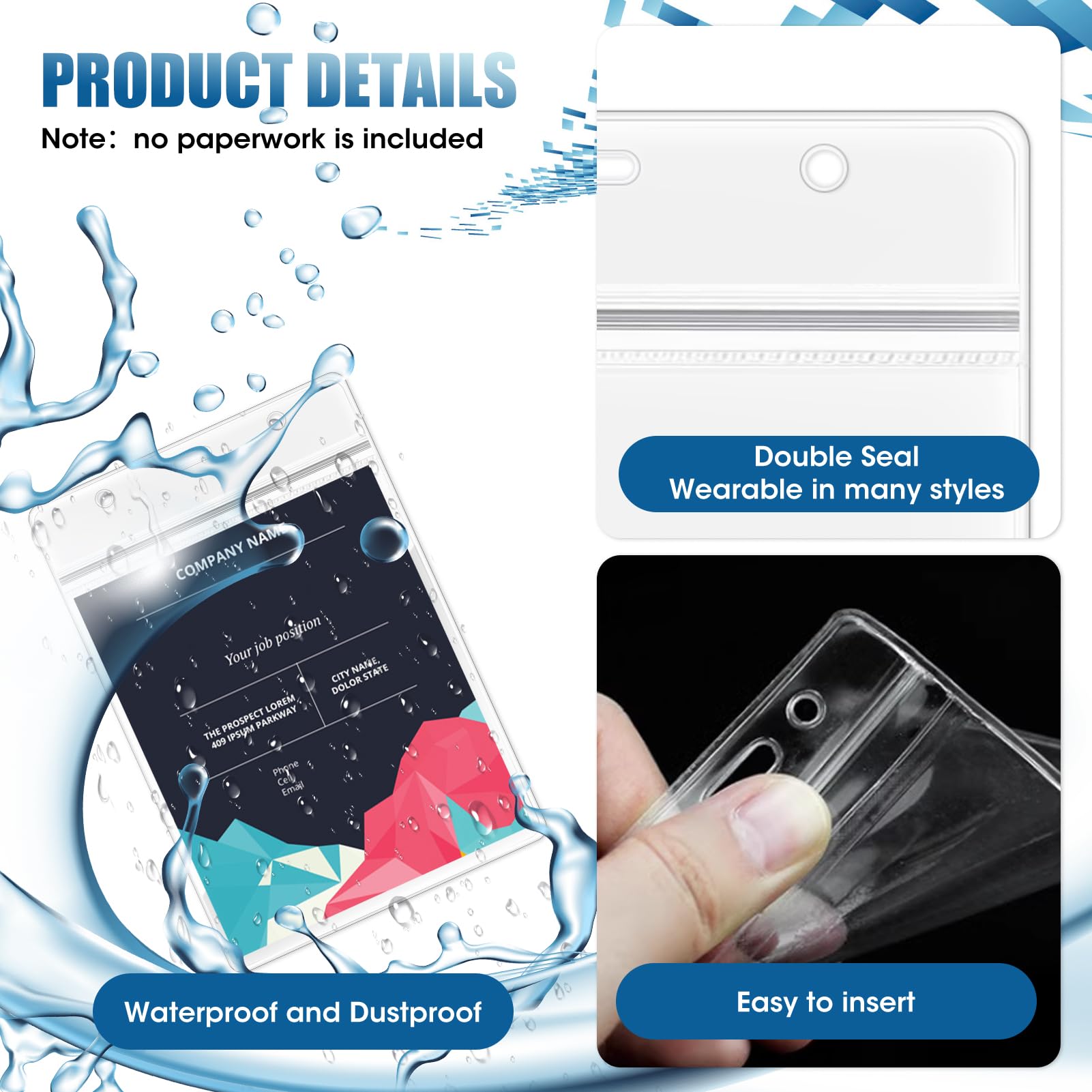 20Pcs A6 Large Vertical Card Holders Portrait Clear ID Badge Holders Extra Large PVC Portrait Case Cover 17x11.5cm Holds 14.5x10.5 cm Paper Waterproof for Work Conference License Concert Access Contro - Image 3