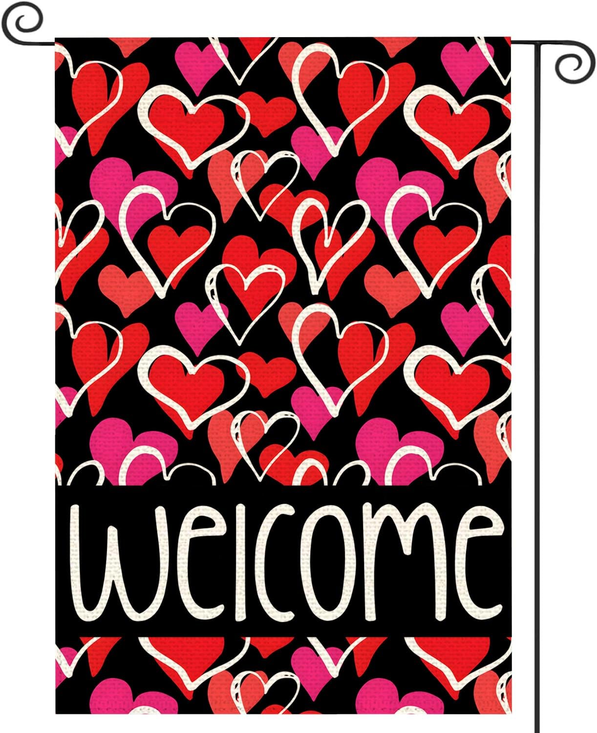 Heart Garden Flag 12x18 Inch Small Double Sided, Welcome Yard Heart Yard Outdoor Decorative Flag