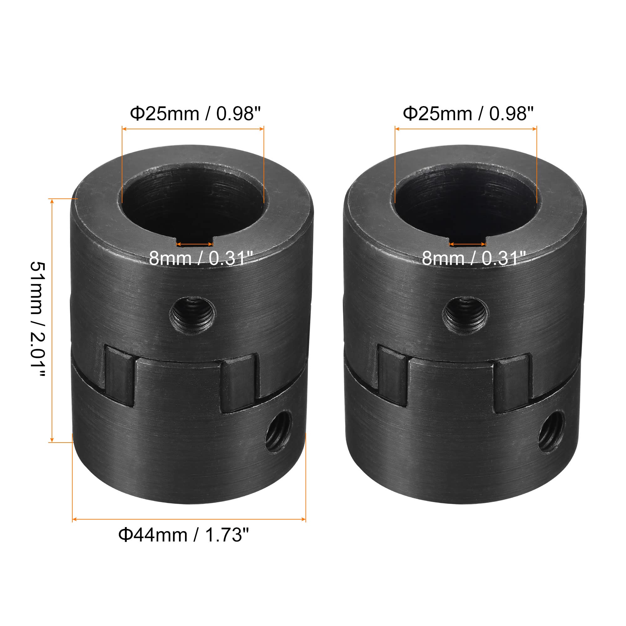sourcing map Giunto flessibile dell'accoppiatore del motore dell'albero da 25mm a 25mm 51mm x 44mm