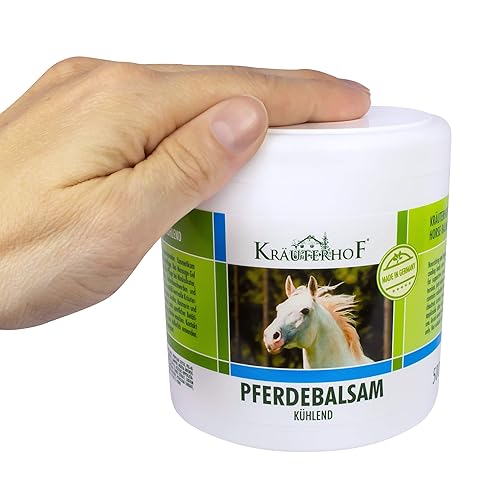 Miniatura 3 de Kräuterhof Bálsamo para caballos enfría y revitaliza preciosos extractos de hierbas de castaño de indias árnica romero y aceite de menta, 16.9fl oz