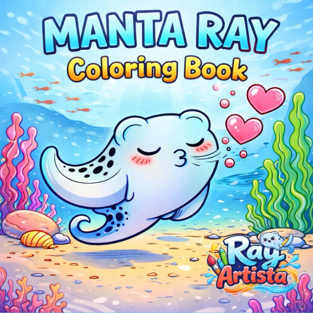 Manta Ray Coloring Book: Cute Coloring Book For Kids Ages 4-8 Sea Creatures