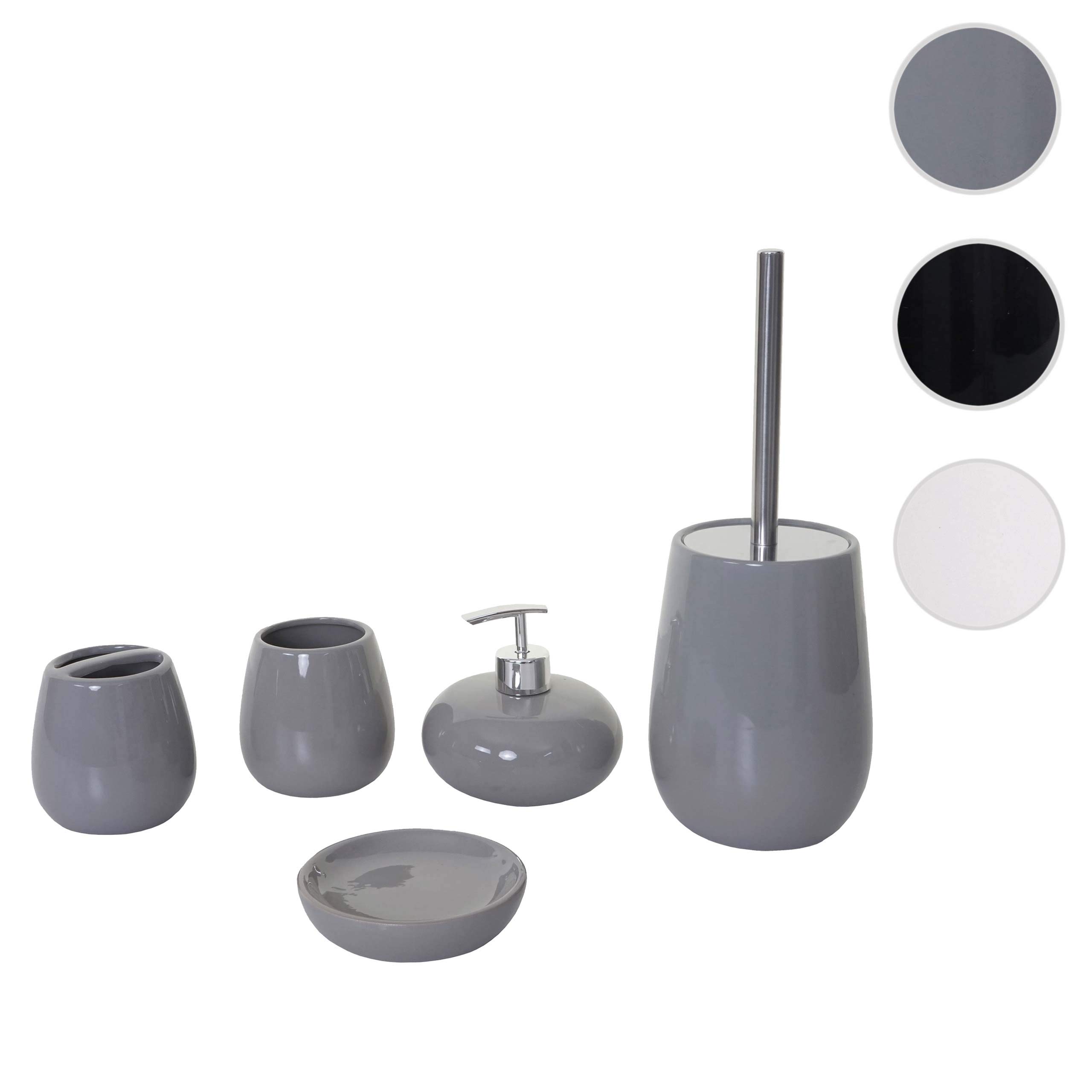 HWC-C72AM - Juego de accesorios de baño (5 piezas, cerámica), color gris
