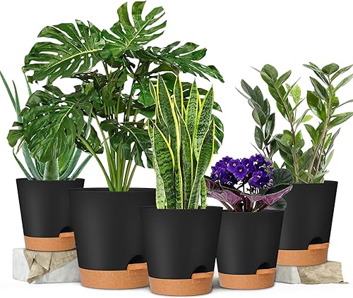 Miniatura 76 de GARDIFE 10/9/8 inch Plant pots, planters for Indoor Plants, self Watering Plant Pot, Flower pots, Black