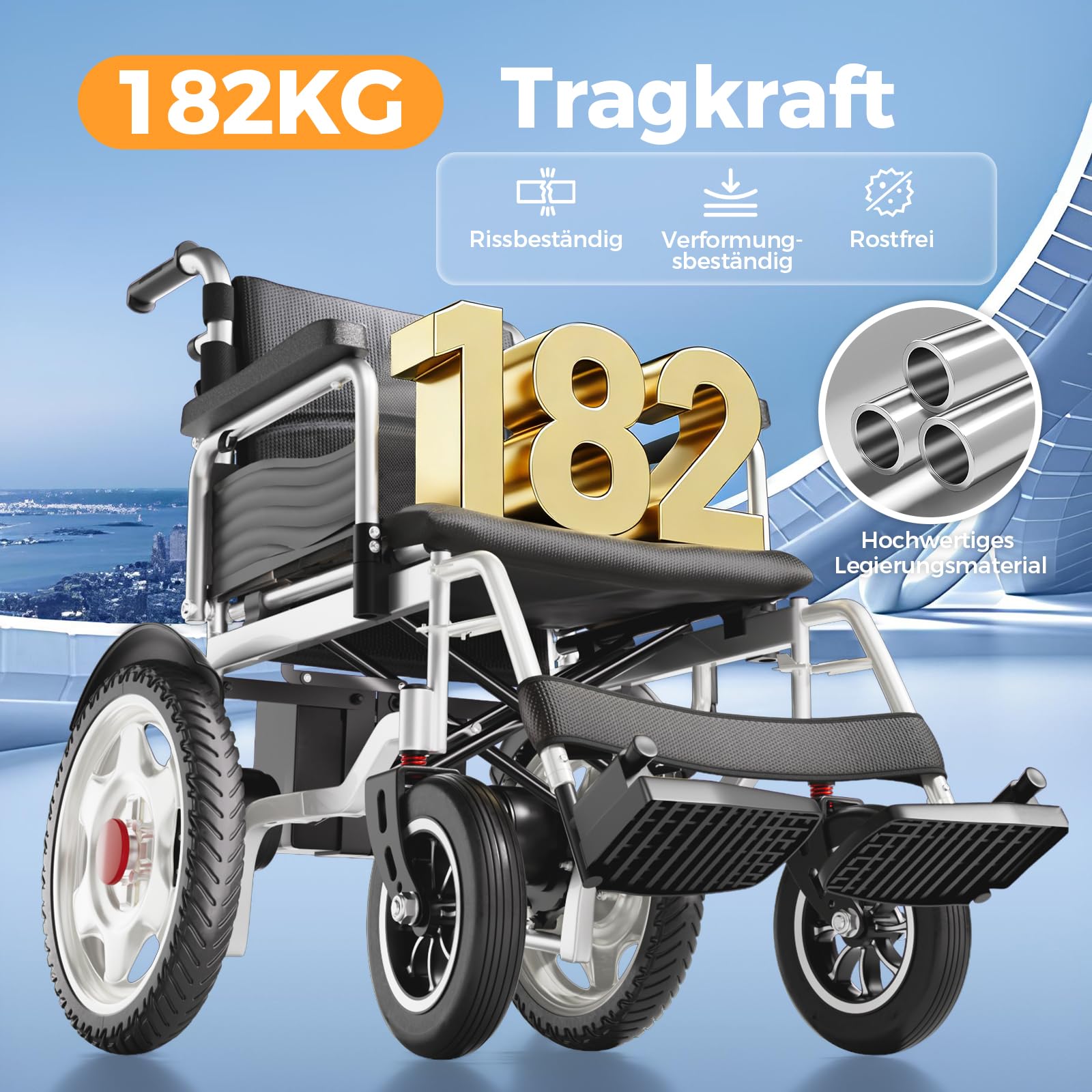 DAIHAIY Faltbar Elektrischer Rollstuhl Klappbar, breit sitz 50 cm