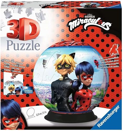 Ravensburger Miraculous Tales of Ladybug & Cat Noir - Rompecabezas 3D para niños de 6 años en adelante, 72 piezas, no requiere pegamento