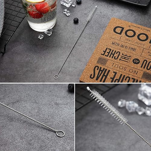 Miniatura 5 de 18 pajitas de acero inoxidable plateadas, popotes reutilizables de 8.5 pulgadas, con bolsa portátil (8 rectos8 doblados2 cepillos)