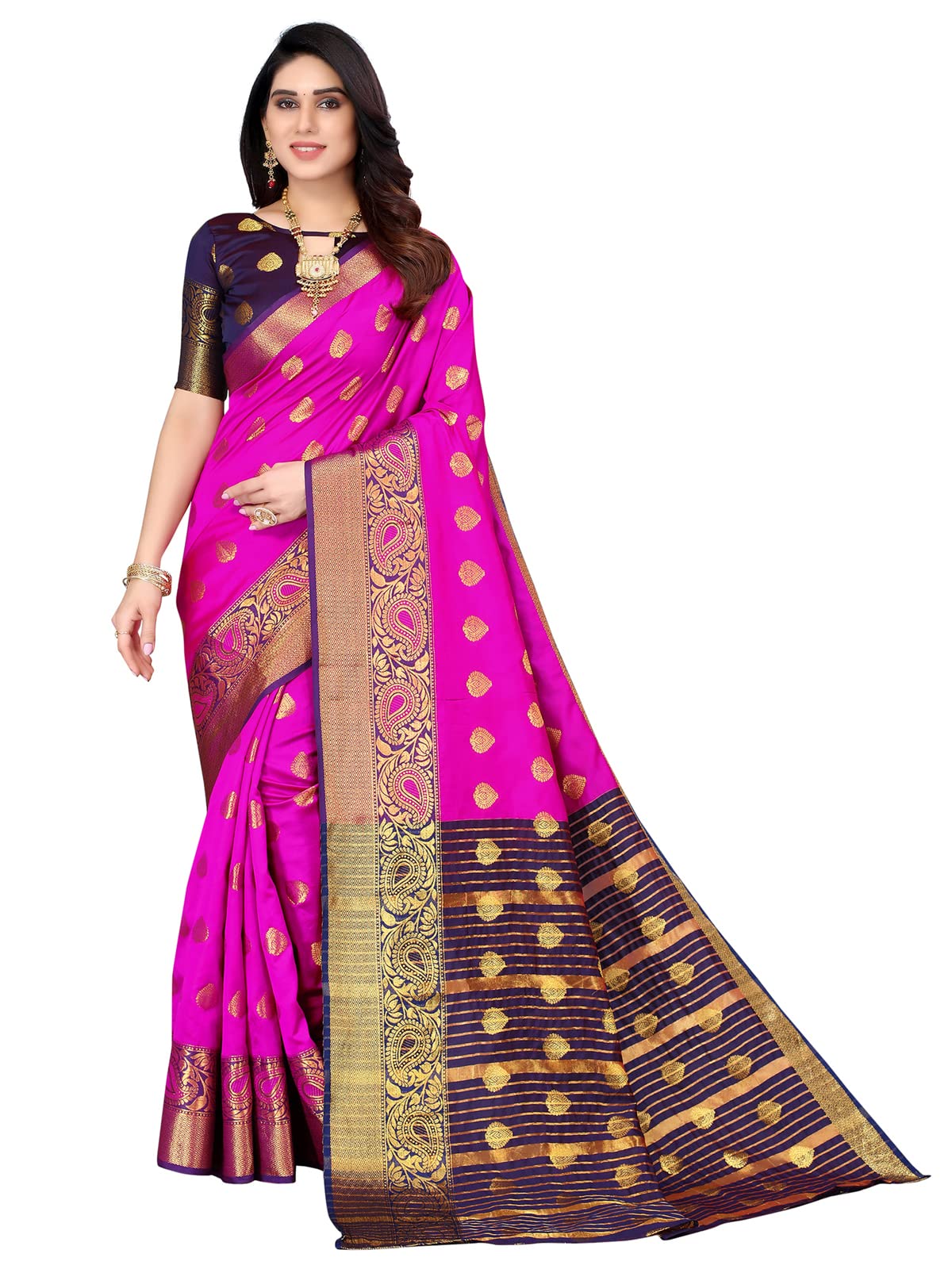 Satrani Women's Knit Silk Blend Saree (2568S953A_Black3)