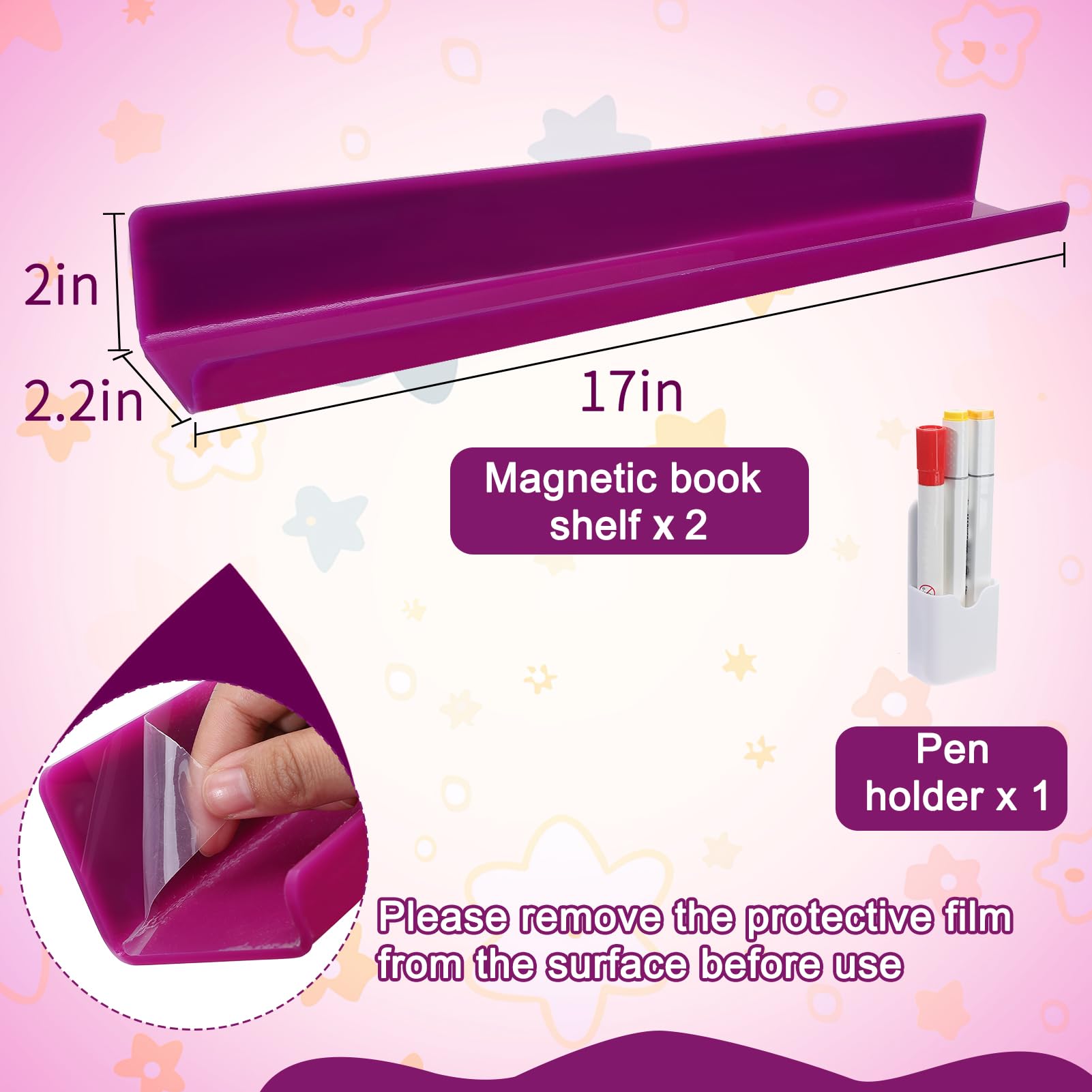 Opps Magnetisches Bücherregal 2er Set – Acryl, Hält Bis 4 Kg, Für Whiteboard & Kühlschrank