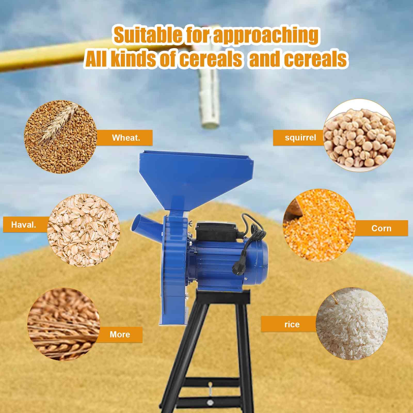 Molinillo de Grano Eléctrico 1000 W, Molino eléctrico de maíz, Molinillo de Especias Comercial, con 4 Cribas de Acero Inoxidable, para Moler Trigo, Maíz, Garbanzos, Café y Especias