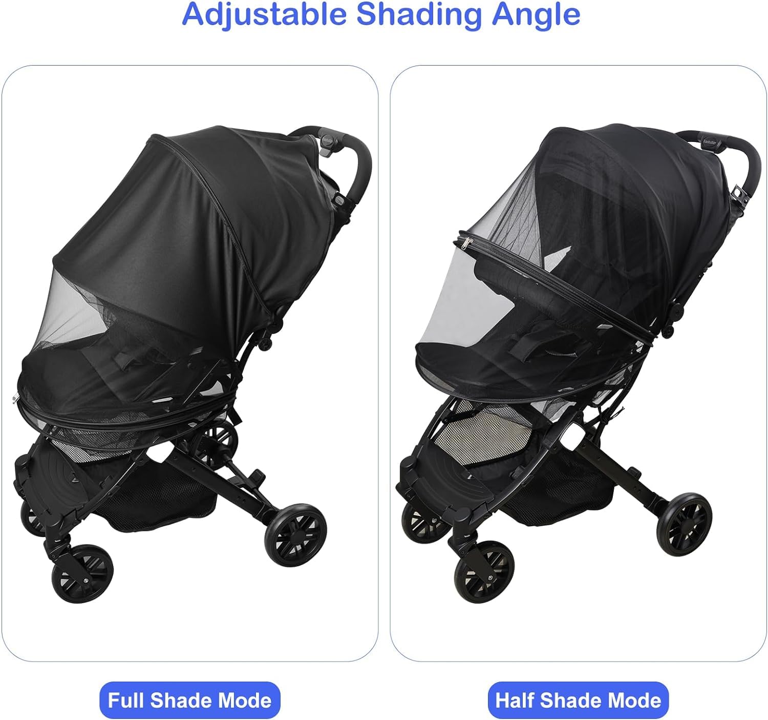 Atoke Parasole per passeggino 2 in 1 con UPF50+, zanzariera universale per bambini, con cerniera bidirezionale, facile da installare, copertura parasole per passeggino, carrozzina, navicella e