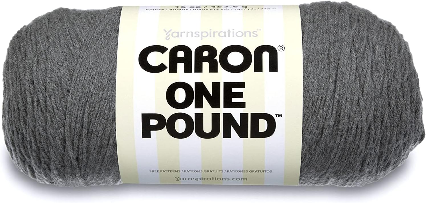 Caron One Pound Med Gray Mix Yarn - 2 Pack of 454g/16oz - Acrylic - 4 Medium (Worsted) - 812 Yards - Knitting/Crochet