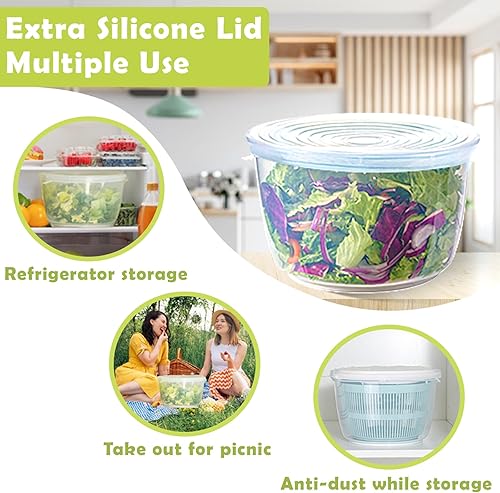 Miniatura 5 de LEPCY Molinillo de ensalada, cuenco duradero que nunca se agrieta. Gran capacidad de 4.8 cuartos de galón con tapa de silicona adicional. Lavadora