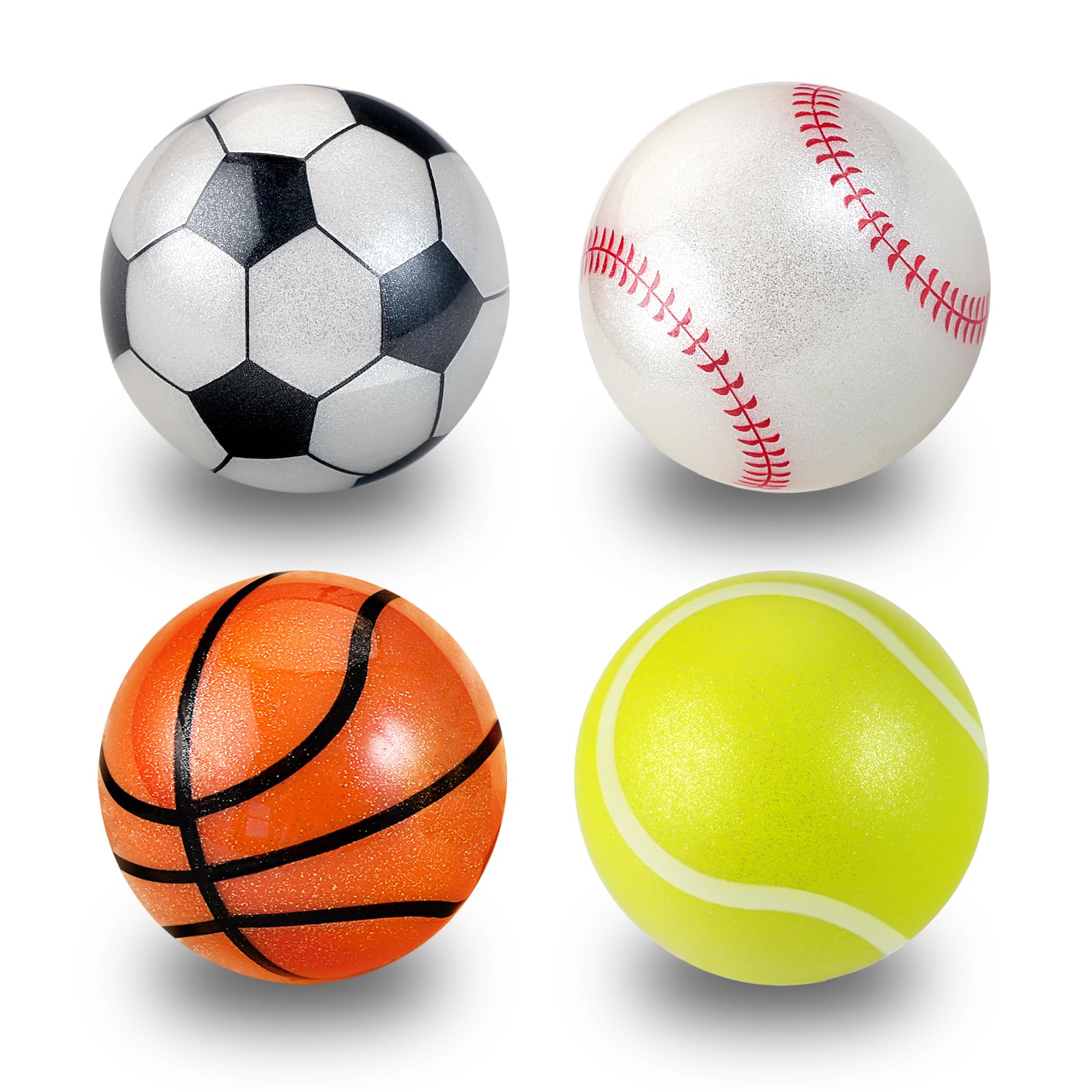 Perixx PERIPRO-303X4C 1.34 inches Sports Trackball 4 pcs Pack for trackball Mouse - Baseball, Soccer, Basketball and Tennis Ball Design - Compatible for M570, M575, PERIMICE-717/720, and Others