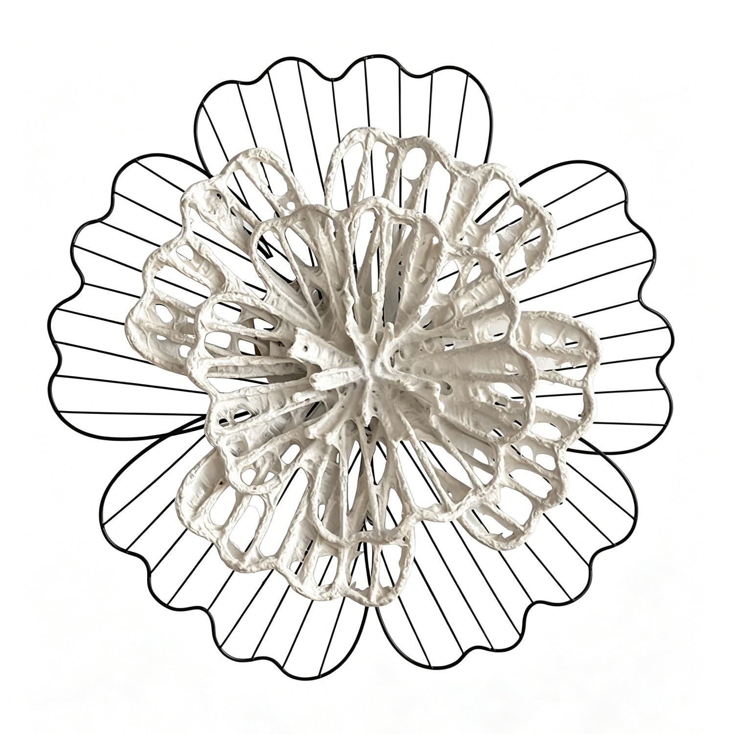 EdirFtra 3D Flower Wall Decor - Rustic Iron & Paper Art Sculpture