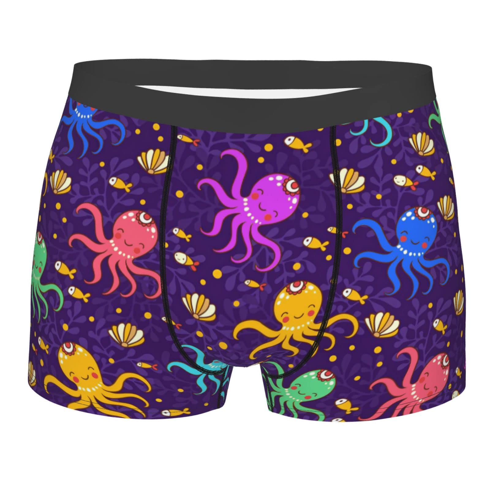 AOOEDM Colorful Octopus Men's Underwear Boxer Briefs Soft Breathable Stretch Underwear Trunks with Bulge Pouch for Men Boys