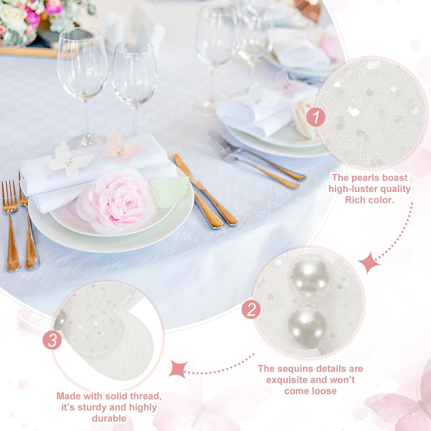 uxcell 25pcs Butterfly Lace Trims, Organza Butterfly Embroidered Lace Trim Double Layers Applique Sewing Craft for DIY Craft Wedding Bride Hair Accessories Hat Bag, White image 4
