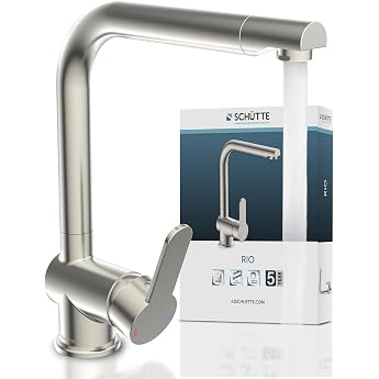 Sch tte 79856 RIO 360  Swivel Kitchen Mixer Tap High Spout Kitchen Tap Single Lever Mixer Tap for Single Sinks or Double Sinks