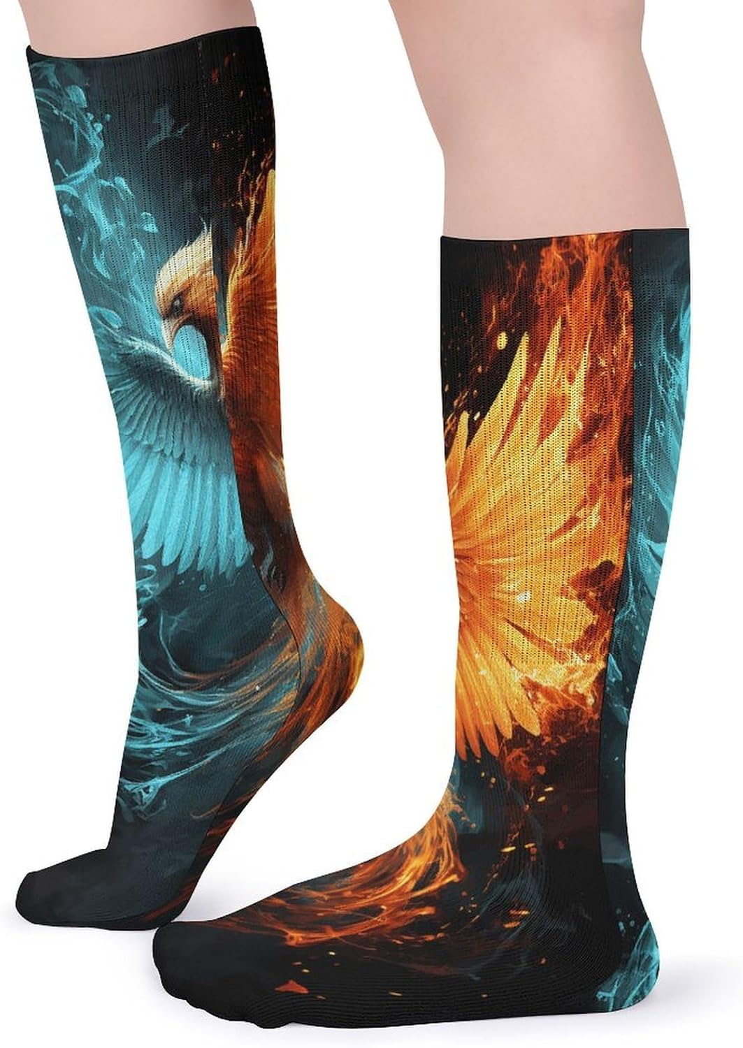 Fire And Water Phoenix Crew Socks Casual Breathable Calf Socks | Cushion Running Athletic Socks Long Performance Breathable Sports Socks for Women Men