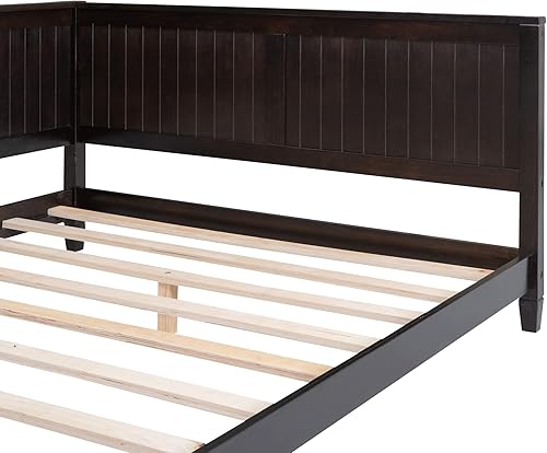 Miniatura 7 de Marco de sofá cama clásico moderno de madera maciza, tamaño matrimonial, sofá cama de madera audaz para dormitorio o sala de estar, no necesita