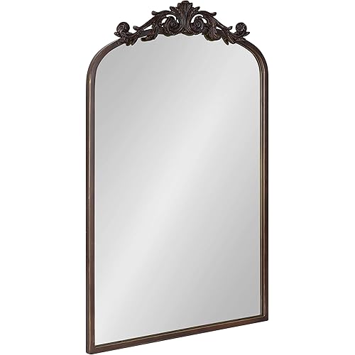 Kate and Laurel Arendahl Traditional Arch Mirror, 19 x 30.75, Antique Bronze, Baroque Inspired Wall Decor