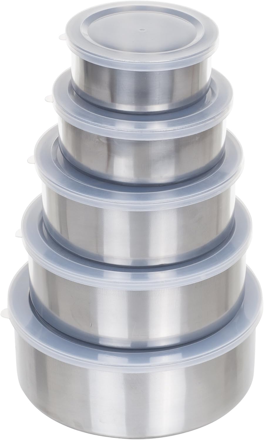 Chef Buddy 5 Piece Stainless Steel Bowl Set with Lids, Silver : Home & Kitchen